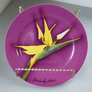 Givenchy Paris Salad Plate Purple with Bird Of Paradise Flower 8" Tropical Beach